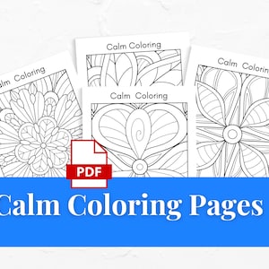 Calm Coloring Pages, Abstract Coloring Books - 6 Easy Coloring Pages- Perfect for Stroke Recovery, Seniors, Caregivers,Eldercare & Anxiety
