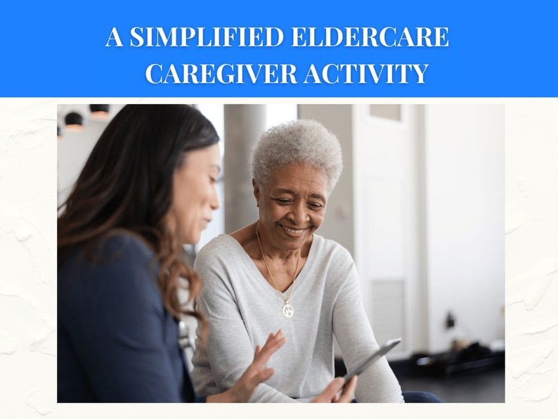 May include: A caregiver and an older adult woman are looking at a smartphone together. The older woman is smiling and wearing a gray shirt and a gold necklace. The caregiver is wearing a blue blazer.