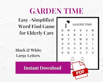 Dementia Puzzles GARDEN Simplified Word Finds in 3 skill levels -Bold and Easy Word Search Great for Senior Activities, stroke recovery