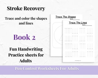 Stroke Recovery Activity Book 2| Adult Handwriting Practice | INSTANT DOWNLOAD| Dementia Activities | Pen Control