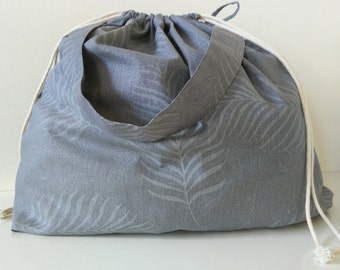 Linen Laundry Bag, Weekender beach carry all dorm apartment storage travel, Linen/Leaf.