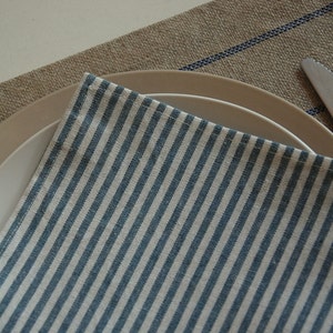 Large Linen Napkins, Cloth Napkins, Dinner Napkins, 18" x 18", set of 4, natural/linen/stripes.