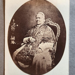 Antique 1860's CDV Photo Portrait of Pope Pius IX after Giovanni Ferretti - European Victorian Carte de Visite Circa 1861