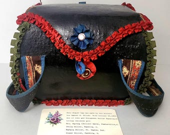 Civil War Era 1862 American Folk Art Baby Diaper Nusery Bag w/ Provenance