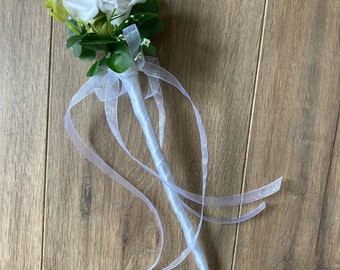 Flower wand bridesmaid wand flower girl wand Ivory white flower wand eucalyptus wand pink rose wand gypsophila wand colour flower wand