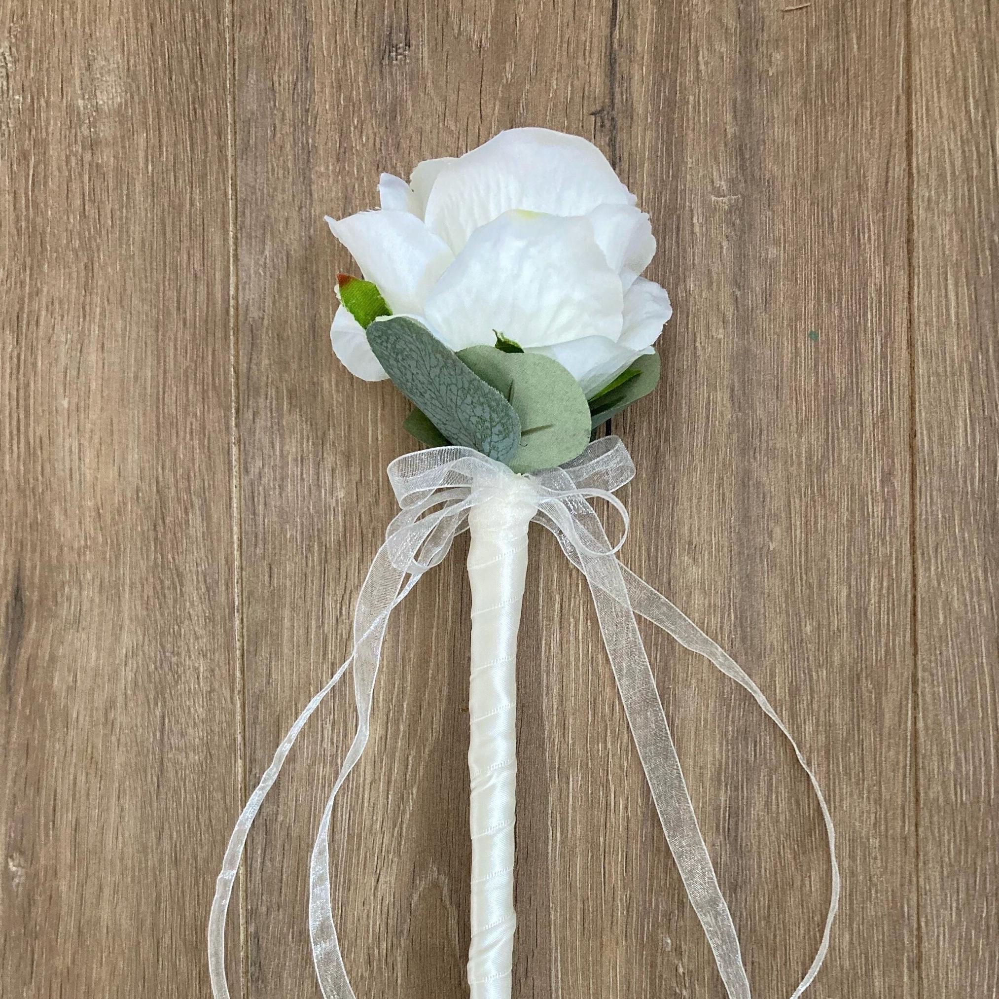Wedding Flowers Ivory Rose Grey heart Bouquet Bride Bridesmaid, Flower