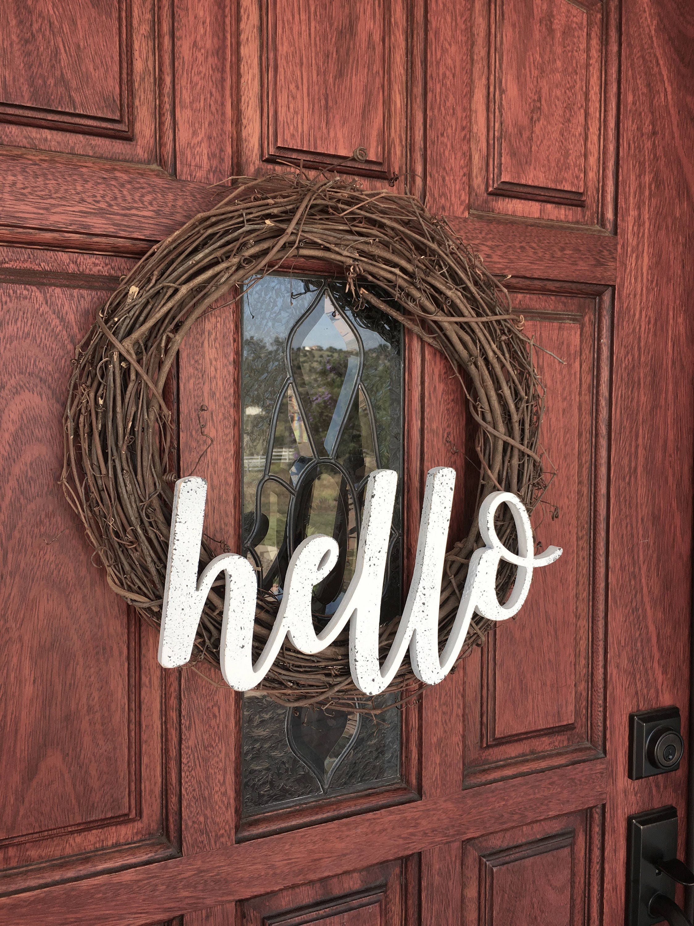 Hello Sign Wooden Word Cutout Hello Cutout Sign Etsy