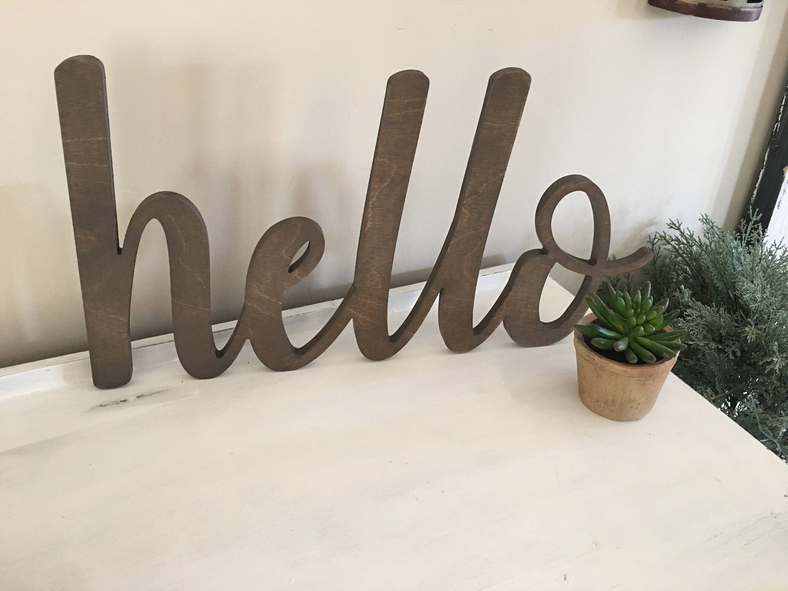 Hello Sign Hello Wooden Cutout Hello Word Cutout Gallery Etsy