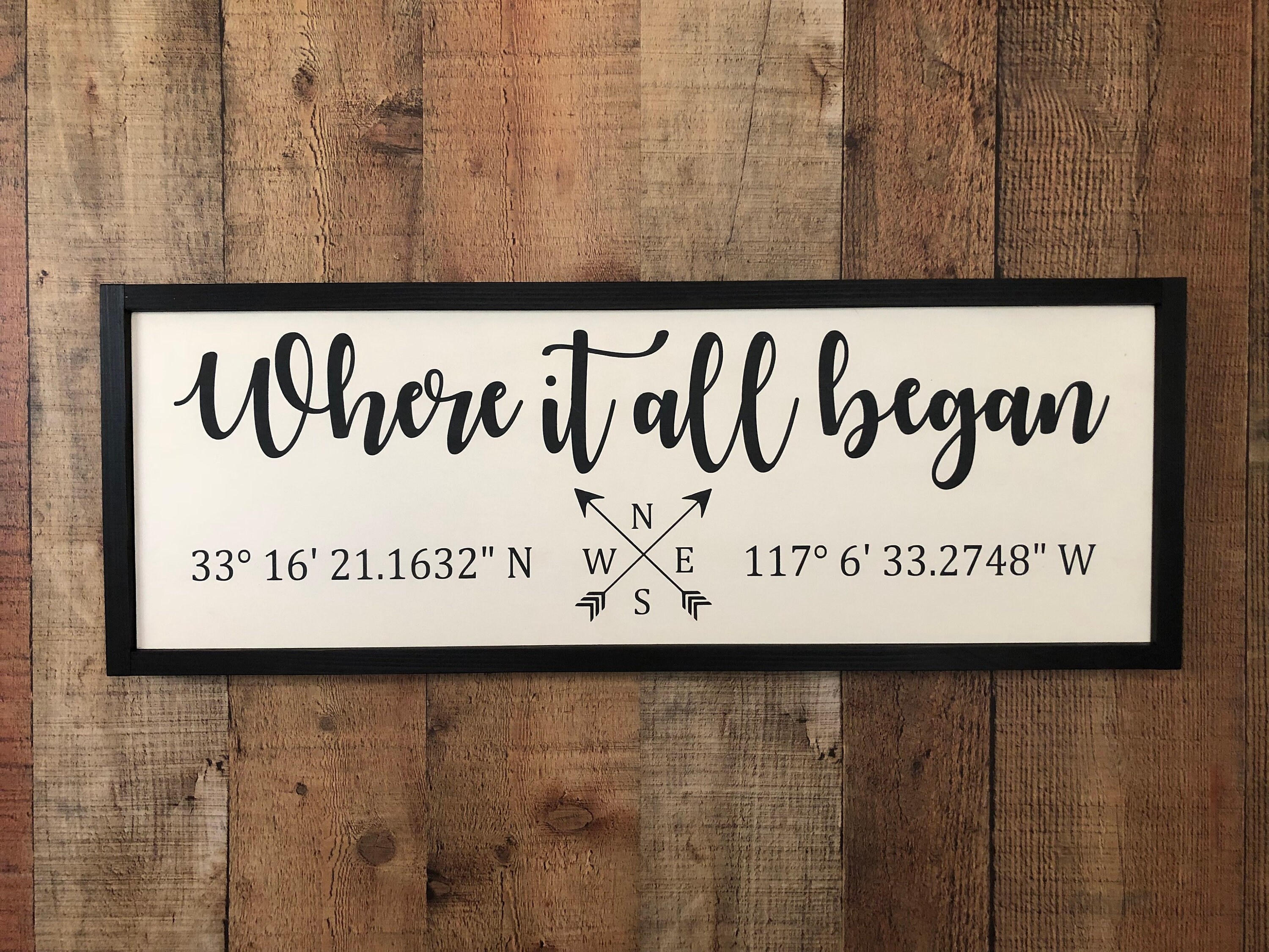 Where It All Began Sign Custom Coordinates Wood Sign Latitude Longitude Sign Personalized Signs 5th Anniversary Valentines Day Gift for him