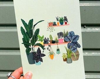 Houseplant Shelves Painted A5 Notebook, Notepad, Recycled, Eco friendly Plant illustration, art