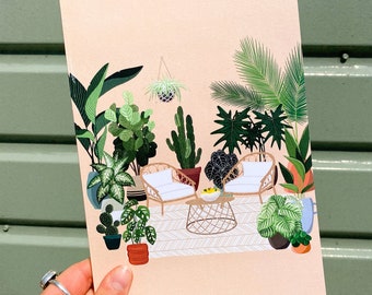 Boho Houseplant Holiday Home Painted A5 Notebook, Notepad, Recycled, Eco friendly Plant illustration, art