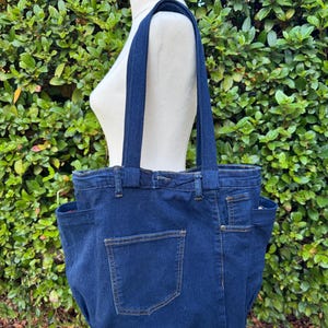 Upcycled Denim Tote Bag with succulent lining