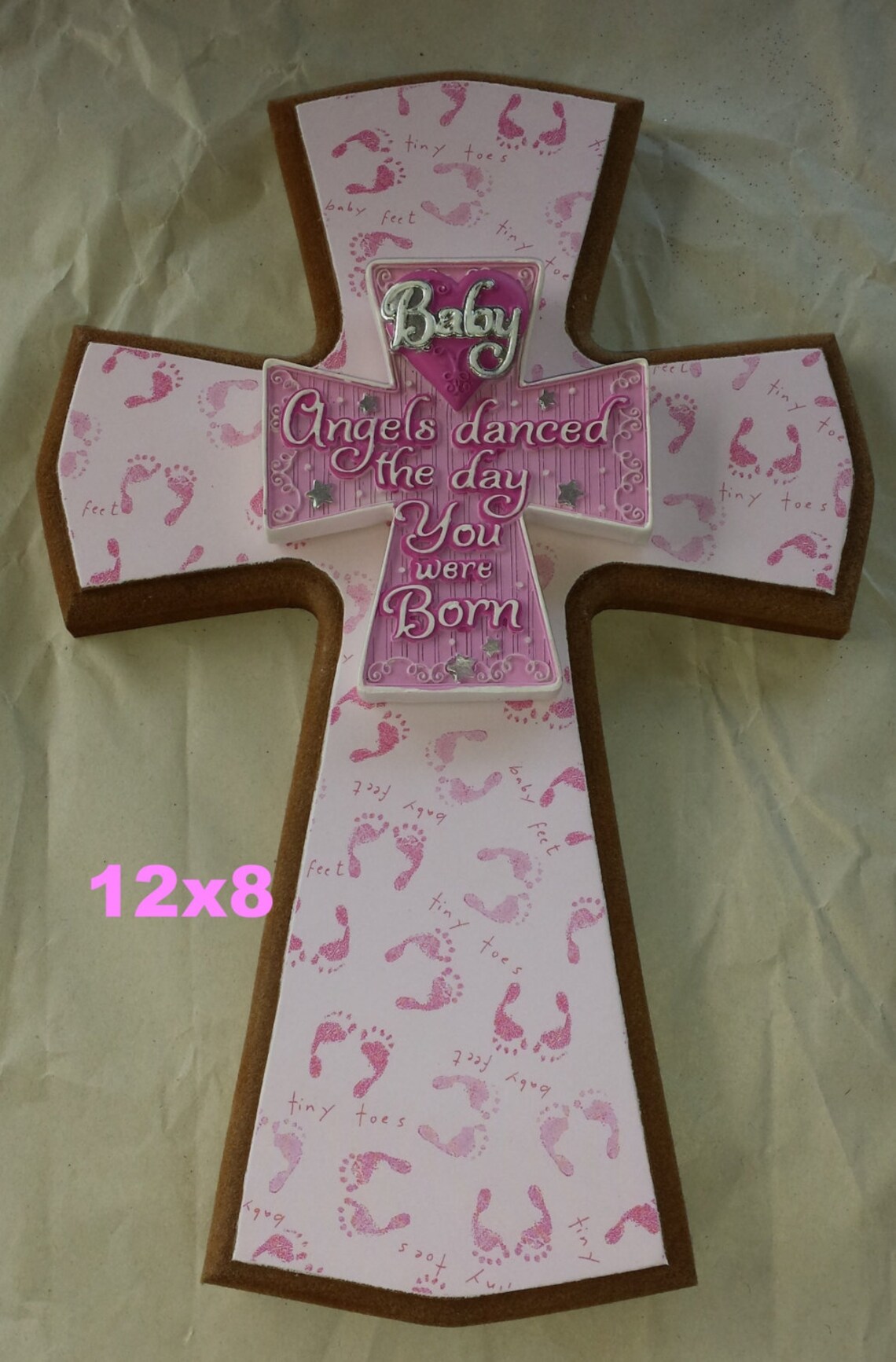 Cross for a baby girl or boy or newborn. 12x8 size. 17.99 Etsy