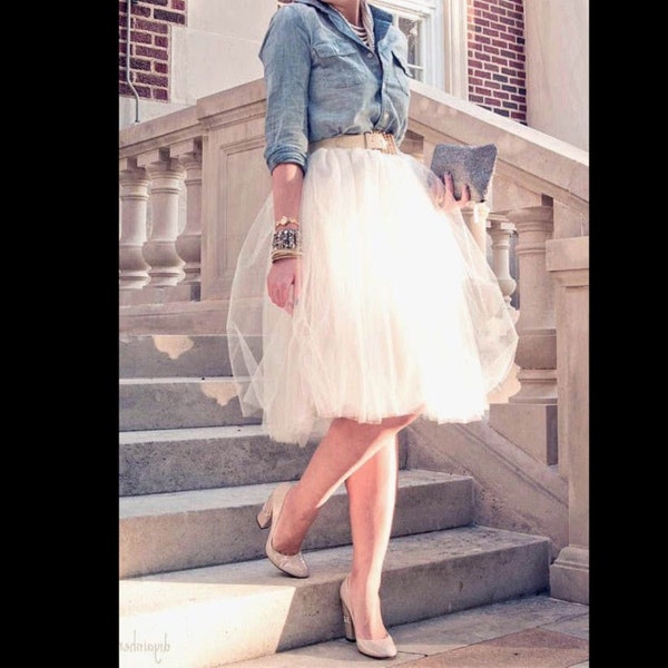 Ivory Tulle Skirt Bridesmaid Flower Girl Skirt Wedding Dress Tutu Ballet