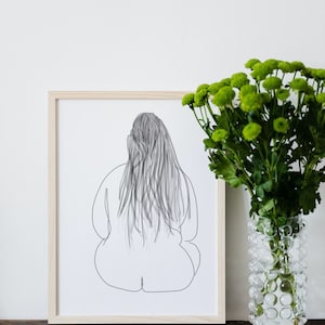 Body Positive Line Art, Fat Woman sitting, Female Figure Art Print, Minimalist Wall Art, Printable Wall Art, DIGITAL DOWNLOAD, Line Drawing