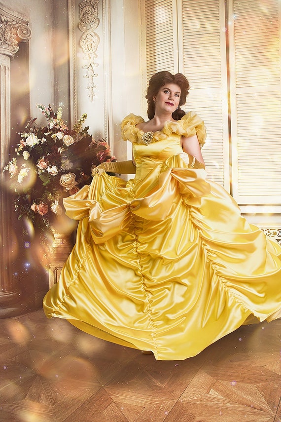 2016 Cosplay Dress Bestia Belle principessa Giallo partito bellezza costume T045