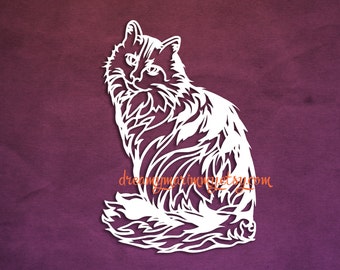 Sjabloon kat papier snijden, kat papercut, kat uitgesneden, kat snijden, kat sjabloon, pdf, SVG, commercieel, persoonlijk gebruik PT-062
