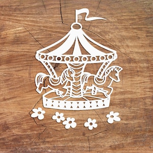 Carousel Paper Cutting template, Carousel Template, PDF SVG, Papercut Art, Personal Use PT-005