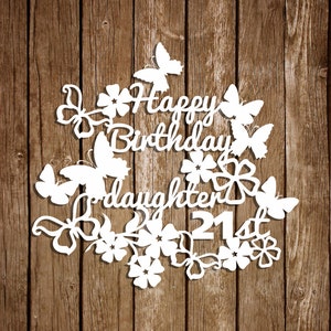 Birthday Paper Cutting Templates, Anniversary Templates, Papercut Template, DIY card, PDF SVG cutting files, Birthday Papercut, pt-034