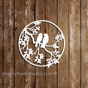 Paper cutting template, DIY card, Birds papercut, Love Papercut Template, Personal and Commercial Use PT-009