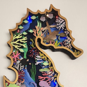 7 layer Wooden seahorse wall décor-Personalized, Mothers day, fathers day, wedding gift, gift, Christmas, bar, housewarming, birthday, beach