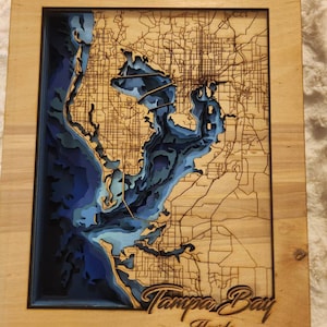 Geschichtete Tampa Bay Holzkarte - Personalisiert, Muttertag, Vatertag, Hochzeitsgeschenk, Geschenk, Weihnachten, Bar, Housewarming, Geburtstag