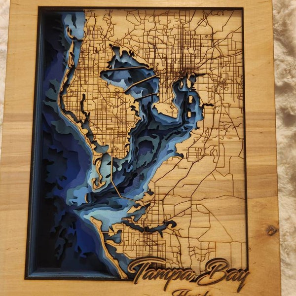 Layered wooden Tampa Bay Map  - Personalized, Mothers day, fathers day, wedding gift, gift, Christmas, bar, housewarming, birthday