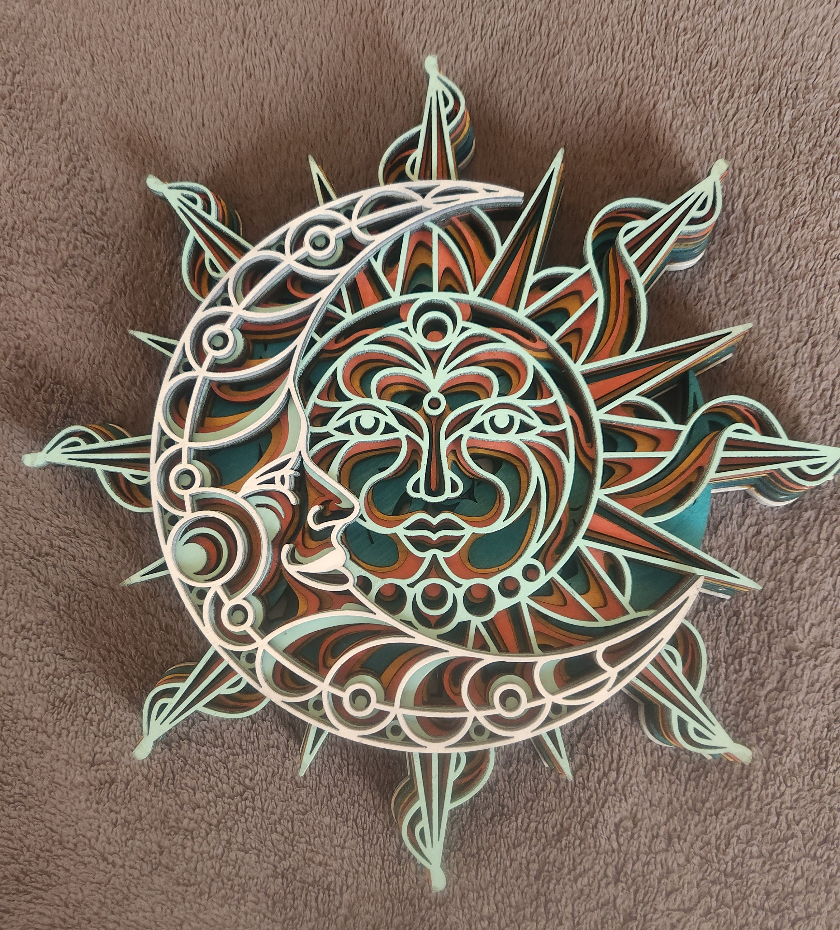 Déco Murale Soleil Et Lotus En Bois - 30 Cm - Art Spirituel à Peindre Soi-même - Cadeau - 9