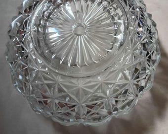 Vintage Mid Century Pressed Glass Round Faceted Ceiling Shade