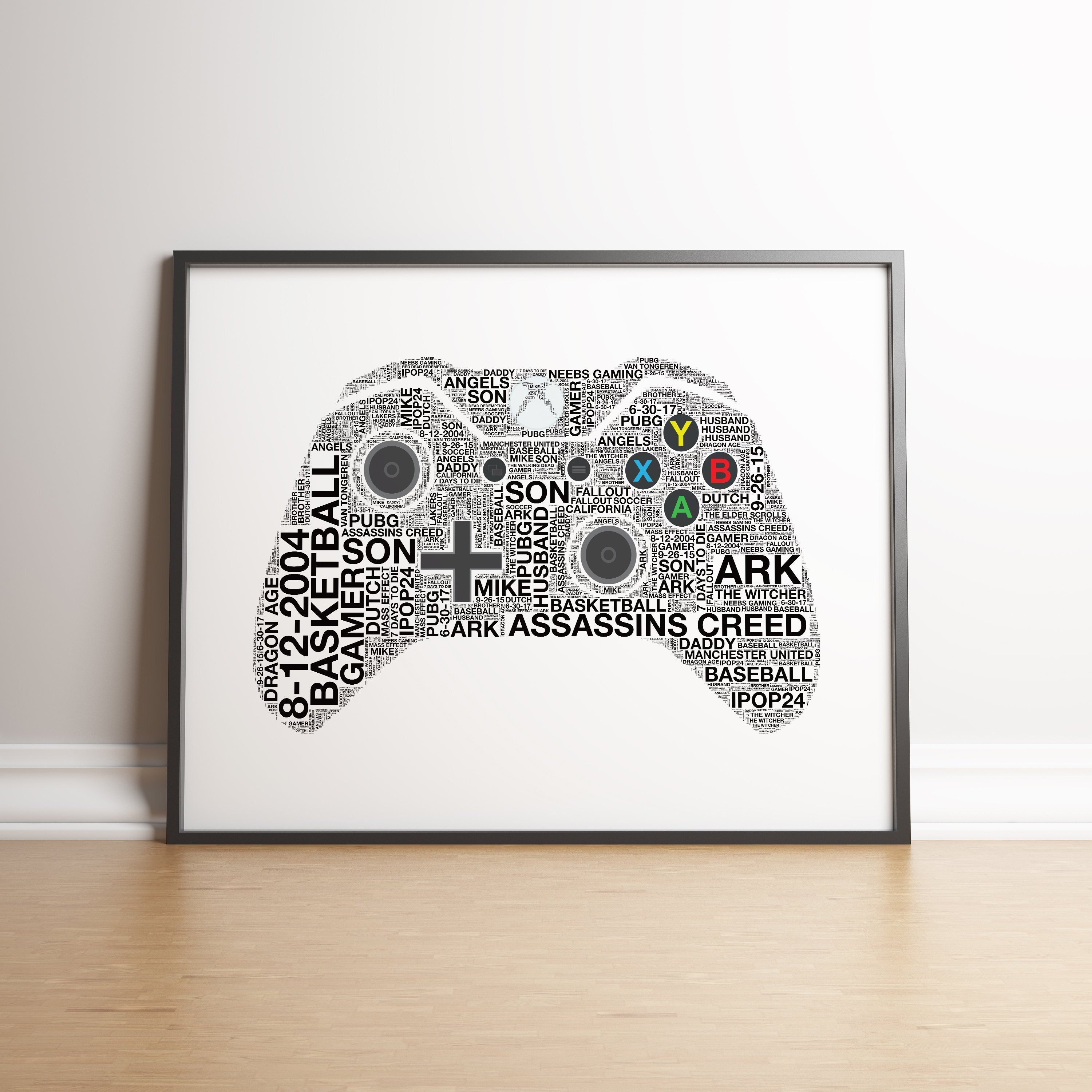 Personalised Xbox Controller Gamer Room Decor Game Print ...