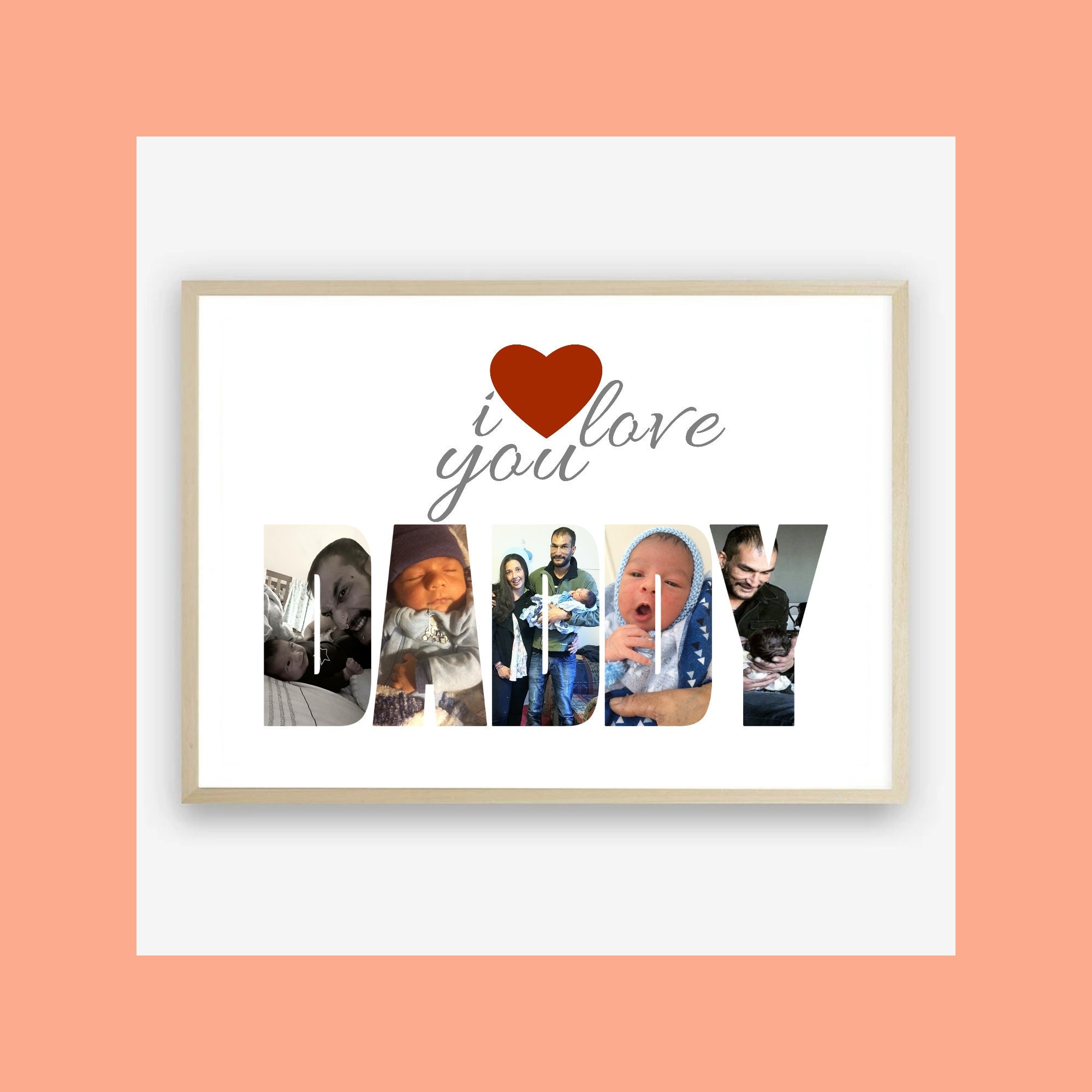 I Love You Daddy Personalised Photo Collage Art Custom Photo Etsy I Love You Daddy Personalised Photo Collage Art Custom Photo Etsy