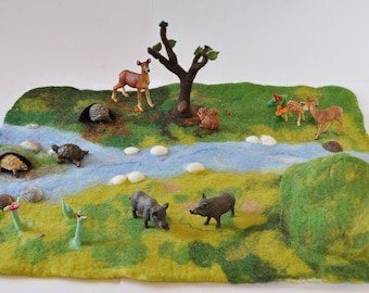 Playscape playmat Waldorf Inspired Play Mat 3D Present Birthday Kids Eco Toy Preschool Nursery Landscape Playscape cave pond flowers
