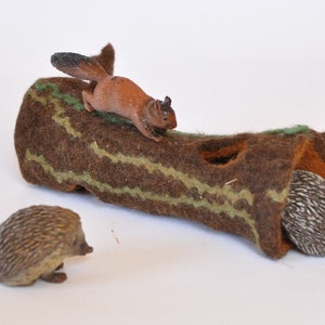 Hollow Log Trunk Tree Nature Inspire Waldorf Play Mat Storytelling Wet Felted Child Kid Eco Toy Wool Open Ended