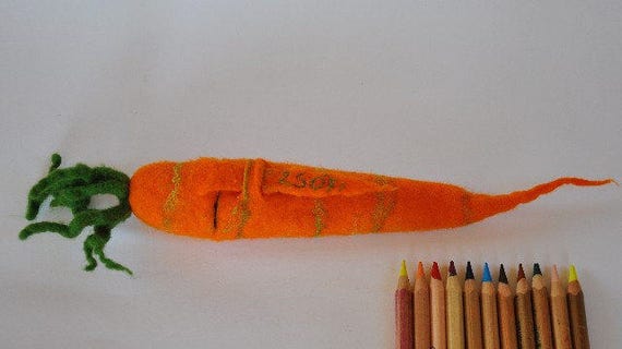 Carrot Pencil Case Holder Pouch Bag Waldorf Easter Gift Spring 