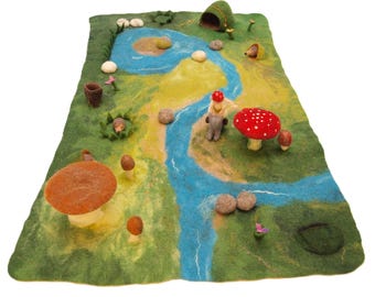 Large felt play mat with 3D mushrooms | nature, Waldorf, Montessori inspired playscape