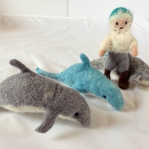 Felted Dolphin  Wool Sealife Ocean Marine Waldorf Inspired Season Table Wet Felted  Pretend Play Playmat  Landscape