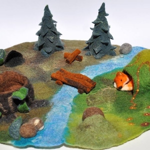 Felted Woodland Play Mat, Waldorf Inspired Playscape