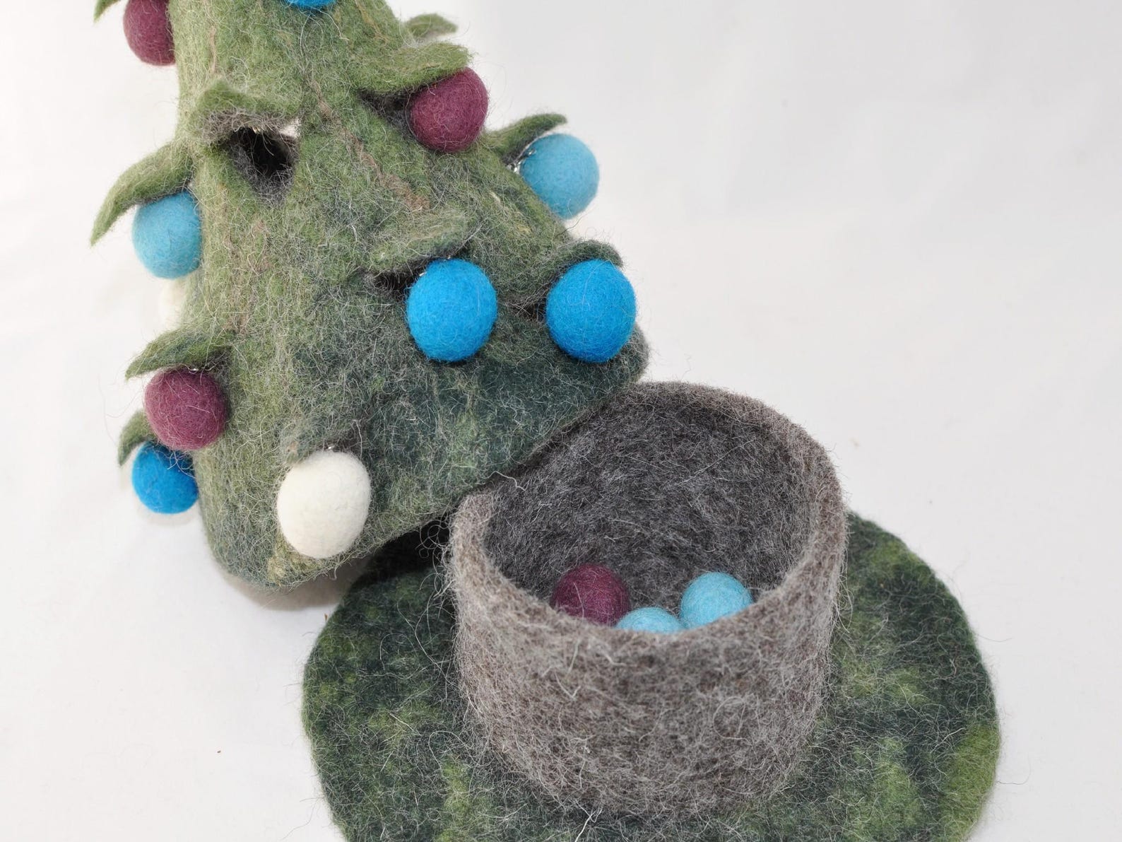 Handmade Hand Felted Wool Multicolor Tree Advent Calendar Arcadia Home