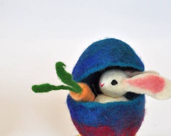 Felt, Felted Easter Egg Eggs Ornament, Basket, Decoration, Decor, Bunny, Rabbit, Hollow Carrot Wool Spring Handmade, preschool, toys
