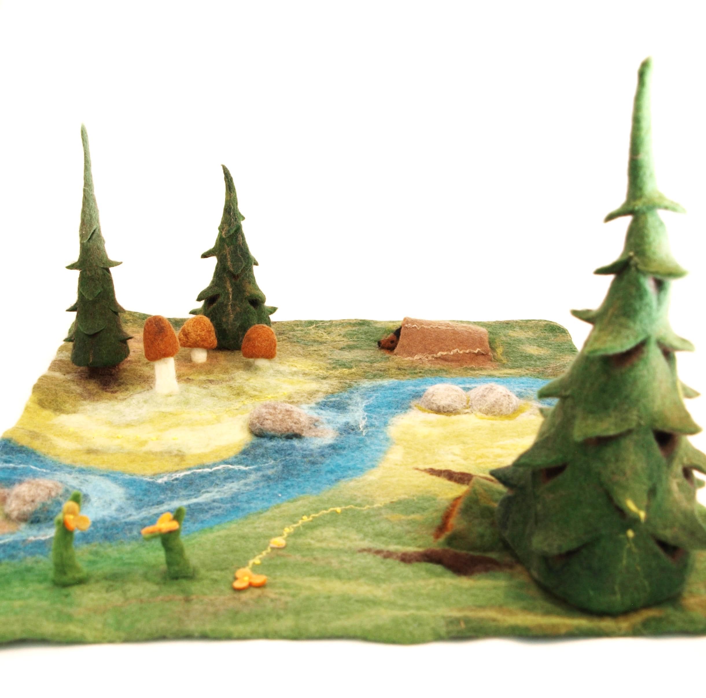 Felt Playmat – Pine Trees Mushrooms – Handmade Waldorf and