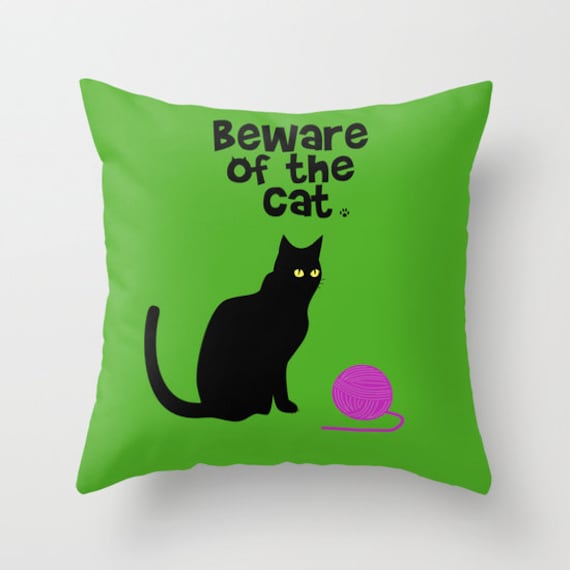 pillow cover Black Cat Floor Cat lover pillow | Etsy