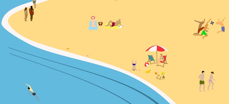 Plage de bord de mer affiche illustration-bord de mer ...