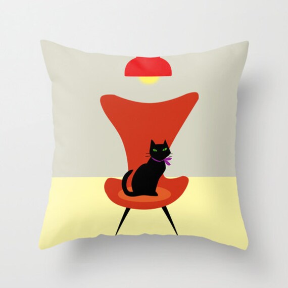 Black Cat Decorative throw pillow cover POP art cat throw pillows for home