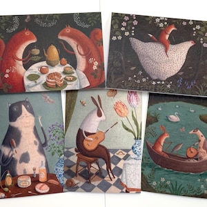 The Prelude Range, set van 5 originele Alison Jay-kaarten. Blanco binnenkant.