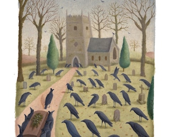 A Murder of Crows . Original  signed illustration print