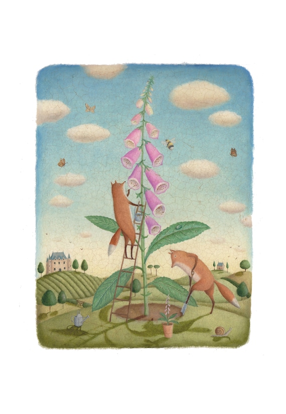 Foxgloves. Original  signed illustration print