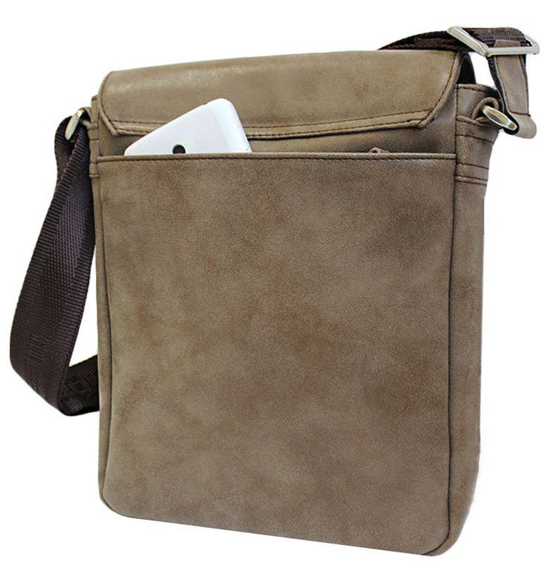 Synthetic leather bag Brown or Grey PU leather bag Brown messenger bag Brown crossbody bag Pu leather bag Men bags Brown shoulder bag