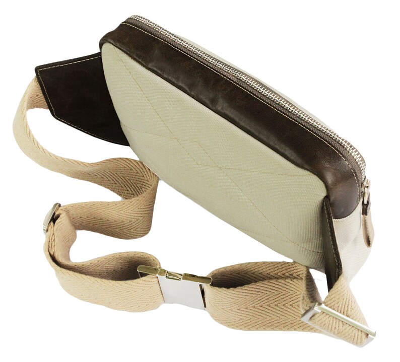 Canvas chest bag Travel chest bag Traveler small bag Men pocket belt Beige hip bag Beige bumbag Men gift GOLD HUNTER light canvas waist bag