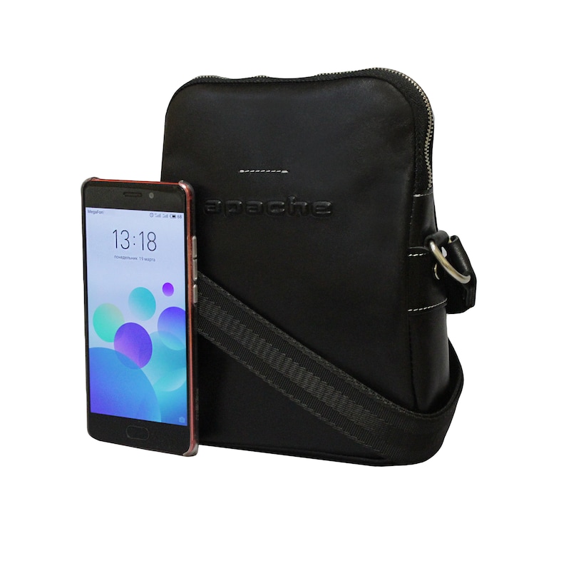 Small shoulder bag Black shoulder bag Men leather accessories Tiny zipper bag Tiny messenger bag Crossbody bag UTAH small black leather bag