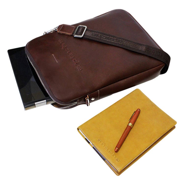 Slim laptop backpack GRANT brown bag Brown leather PC bag Brown leather laptop backpack Brown leather slip backpack Slip PC backpack